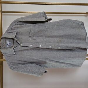 Cherokee Black and White Checkered Seersucker Short Sleeve Button Down, Sz Med